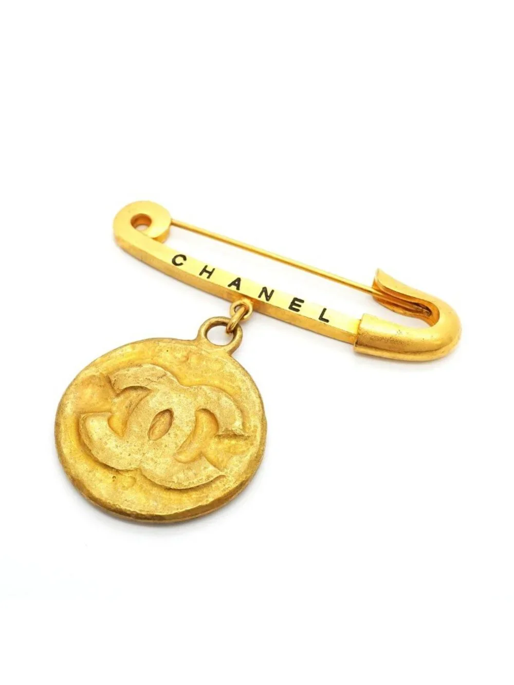 Chanel Brooch Vintage CC Logo Round Circle Gold Plated